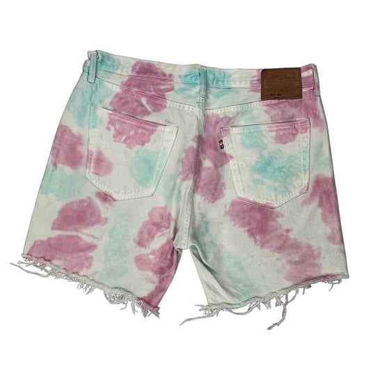 Levis Tie-Dye Denim Shorts - 36W UK 16 Multicoloured Cotton