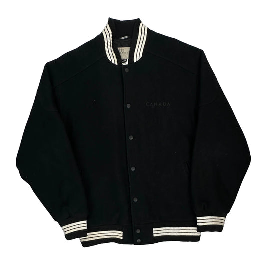 Retreat Varsity Jacket - Large Black Wool Blend