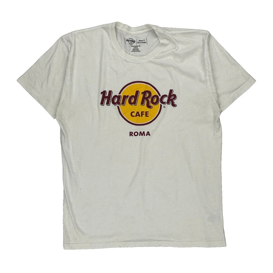 Roma Hard Rock Cafe Graphic T-Shirt - Large White Cotton