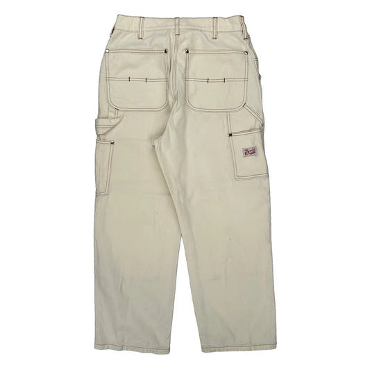 Unbranded Double Knee Carpenter Trousers - 27W UK 8 Cream Cotton