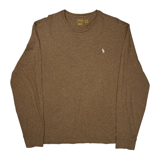 Polo By Ralph Lauren Long Sleeve T-Shirt - Large Brown Cotton