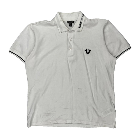 True Religion Polo Shirt - Large White Cotton
