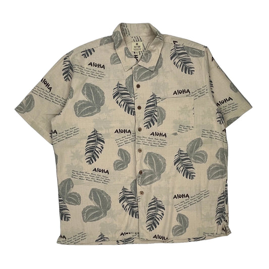 Solitude Floral Hawaiian Shirt - XL Beige Silk