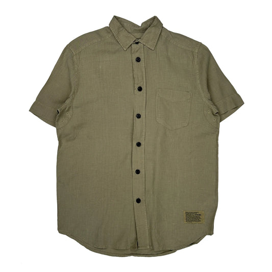 Vintage Diesel Short Sleeve Shirt - Medium Khaki Linen