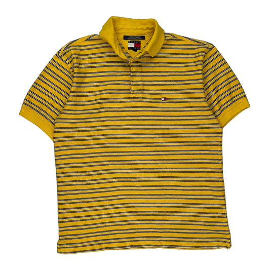 Tommy Hilfiger Striped Polo Shirt - Small Black Cotton