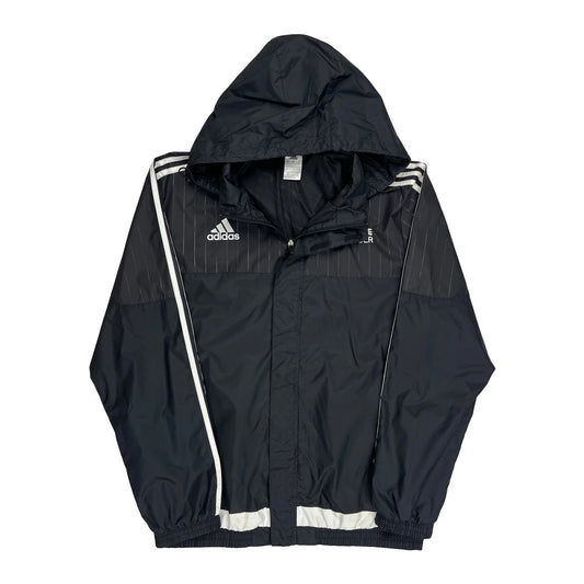 Three Stripes Adidas Striped Windbreaker - Large Black Polyester