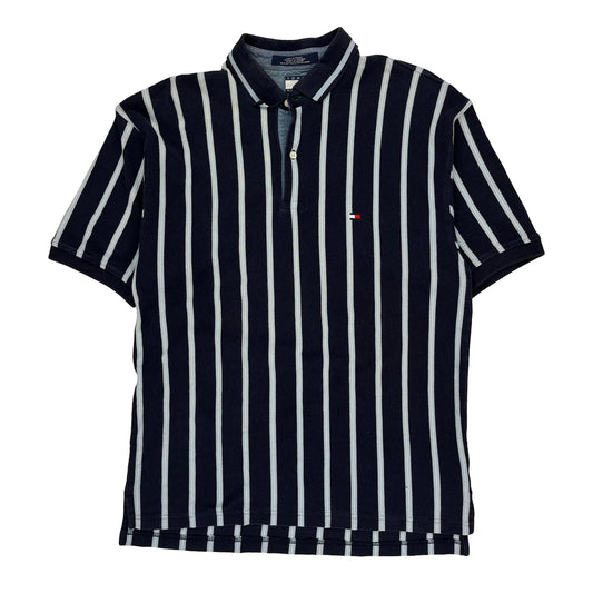 Tommy Hilfiger Striped Polo Shirt - XL Navy Cotton