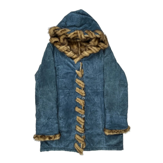 Unbranded Afghan Coat - XL Blue Faux Fur