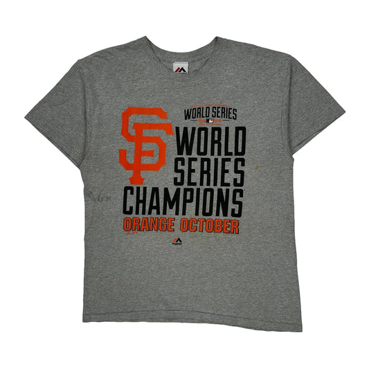 Vintage World Series Champions Majestic Mlb T-Shirt - Large Grey Cotton