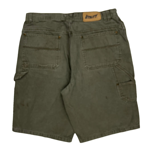 Utility Hip Hop Cargo Shorts - 36W 9L Green Cotton
