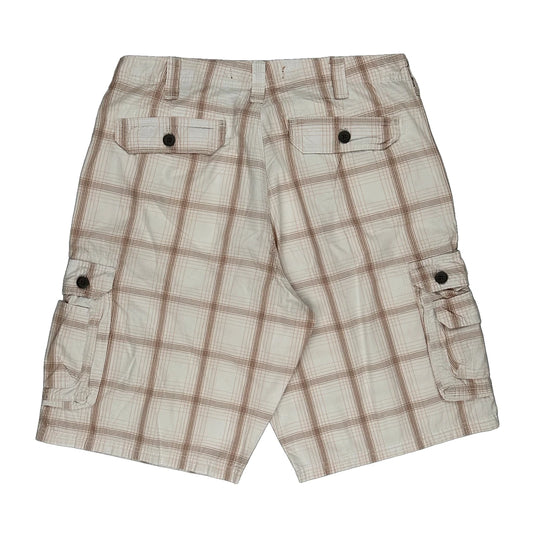 Lee Checked Cargo Shorts - 32W 11L Beige Cotton