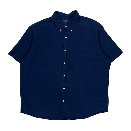Vintage Polo By Ralph Lauren Untucked Fit Short Sleeve Shirt - 2XL Blue Cotton