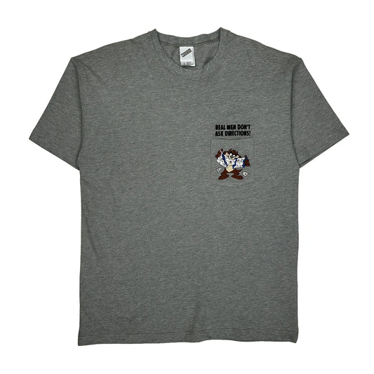 Taz Looney Tunes Warner Bros Graphic T-Shirt - Medium Grey Cotton