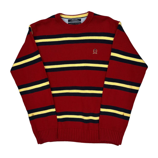 Tommy Hilfiger Striped Jumper - Large Black Cotton