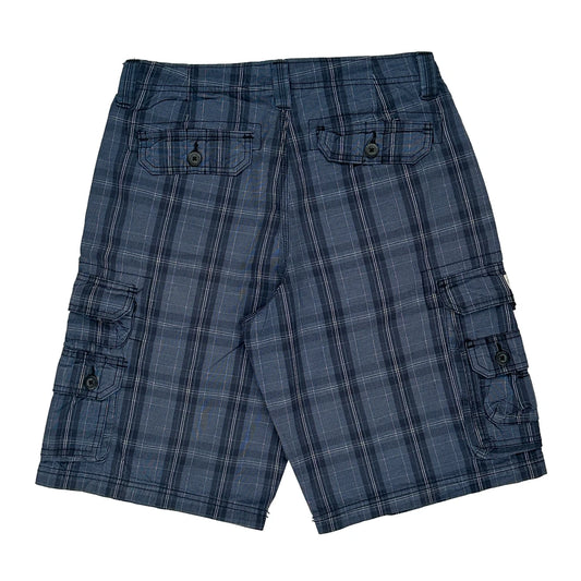 Lee Checked Cargo Shorts - 30W 12L Blue Cotton