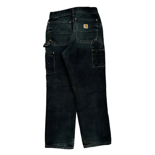 Carhartt Double Knee Carpenter Trousers - 30W 30L Black Cotton
