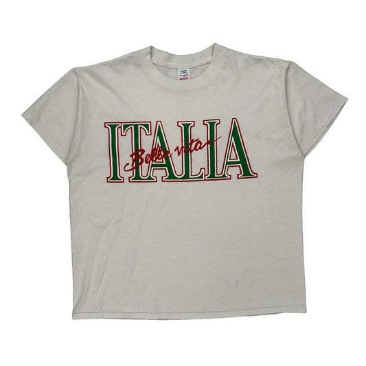 Italia Bella Vita Breakaway Single Stitch T-Shirt - XL White Cotton Blend