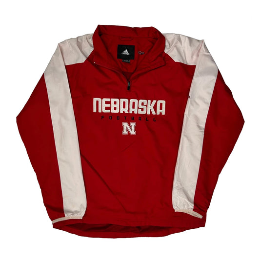 Nebraska Adidas Windbreaker - Medium Red Polyester