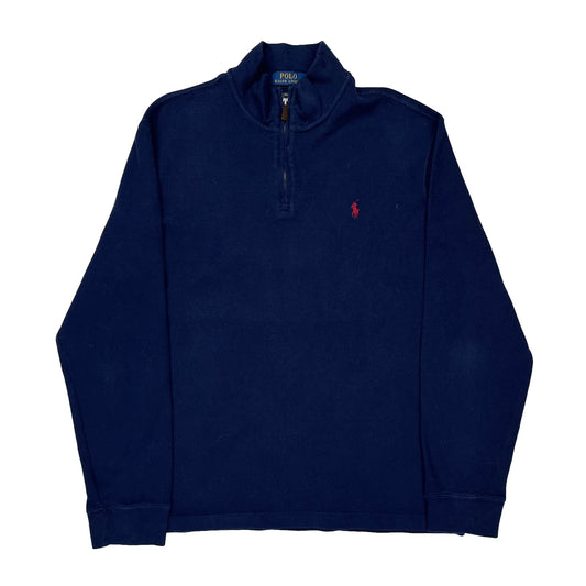Ralph Lauren 1/4 Zip - Large Navy Cotton