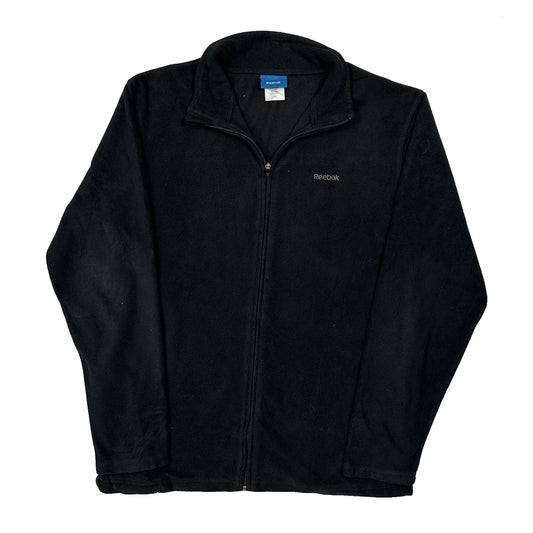 Vintage Reebok Fleece Jacket - Large Black Polyester