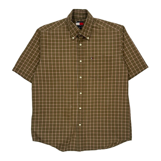 Tommy Hilfiger Checked Short Sleeve Shirt - Small Brown Cotton