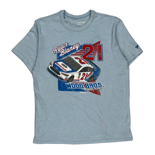 Ryan Blaney 21 Wood Bros Racing Fanatics Graphic T-Shirt - XL Blue Cotton