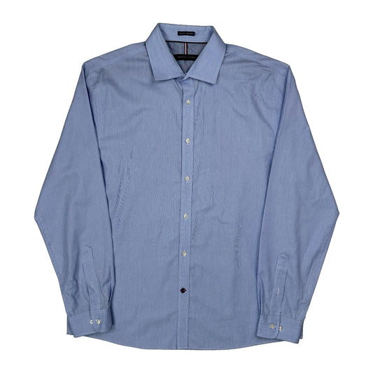 Vintage Tommy Hilfiger Slim Fit Shirt - Large Blue Cotton