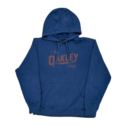 Oakley Spellout Hoodie - Small Blue Cotton