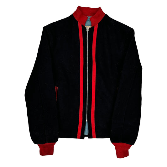 Central Hatchers Varsity Jacket - Medium Black Wool
