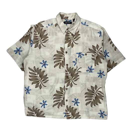 Puritan Floral Hawaiian Shirt - Large Blue Viscose