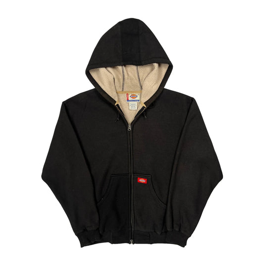 Vintage Dickies Sherpa Lined Hoodie - Large Black Cotton Blend
