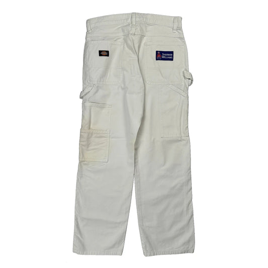 Sherwin Williams Patch Dickies Carpenter Trousers - 34W 31L White Cotton