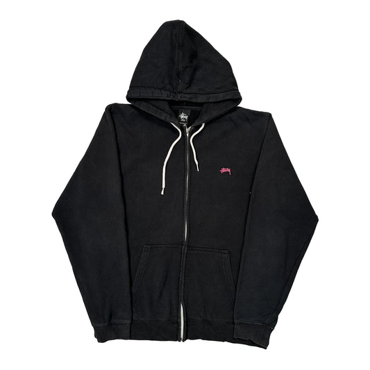 Vintage Stussy Full Zip Hoodie - Large Black Cotton