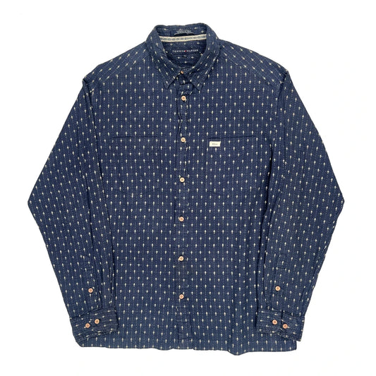 Vintage Tommy Hilfiger Shirt - Large Blue Cotton
