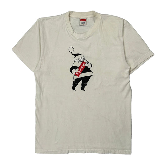 Santa Graphic Supreme Christmas T-Shirt - Medium White Cotton