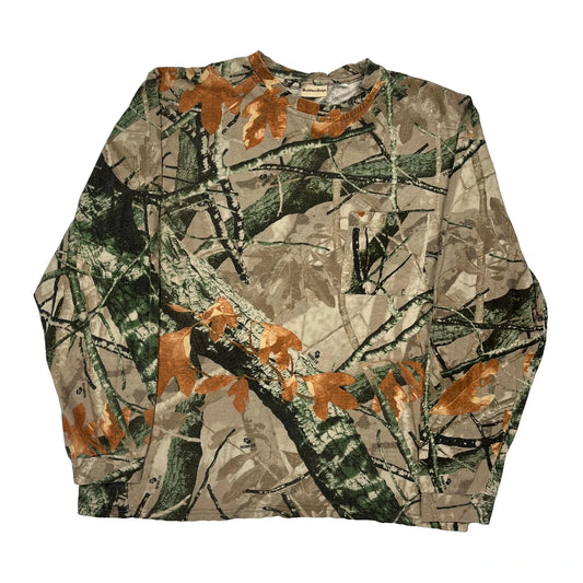 Outfitters Ridge Camo Long Sleeve T-Shirt - XL Green Cotton