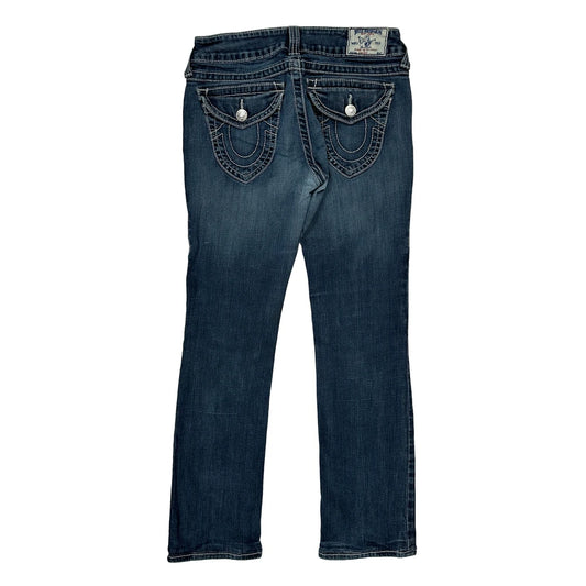 True Religion Contrast Stitch Jeans - 29W UK 8 Dark Wash Denim