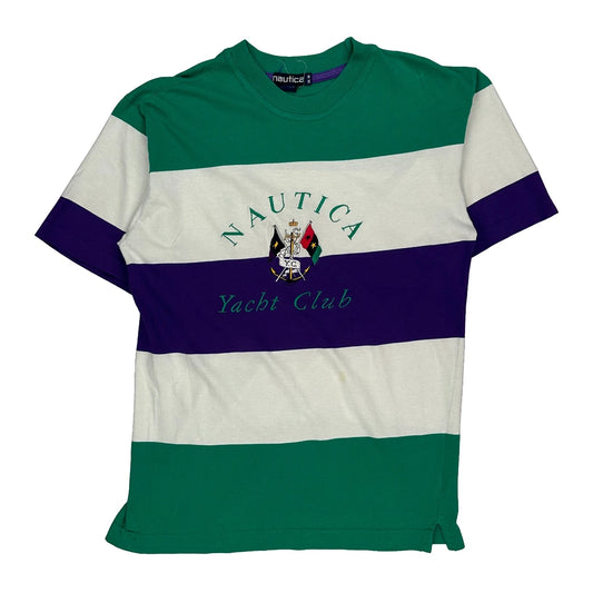 Nautica Striped T-Shirt - Medium Green Cotton