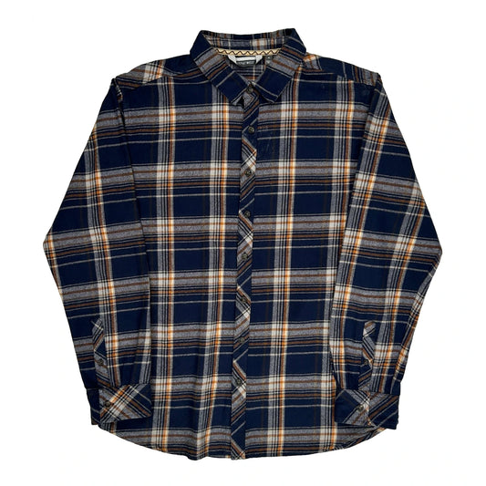 Vintage Unbranded Checked Flannel Shirt - XL Blue Cotton