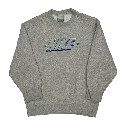 Nike Graphic Sweatshirt - Large Grey Cotton Blend