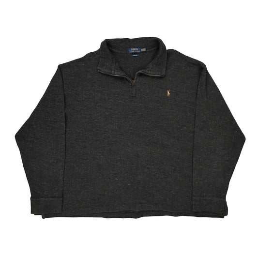 Estate Rib Polo By Ralph Lauren 1/4 Zip - 2XL Grey Cotton