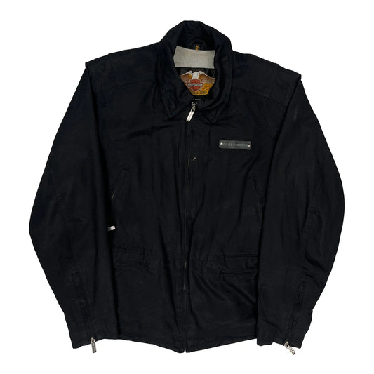An American Legend Harley Davidson Spellout Jacket - Medium Black Nylon