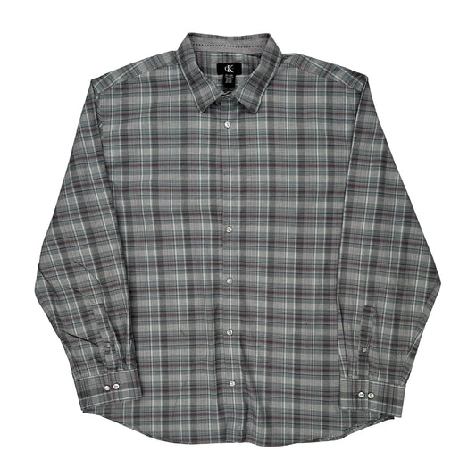 Calvin Klein Checked Shirt - XL Grey Cotton