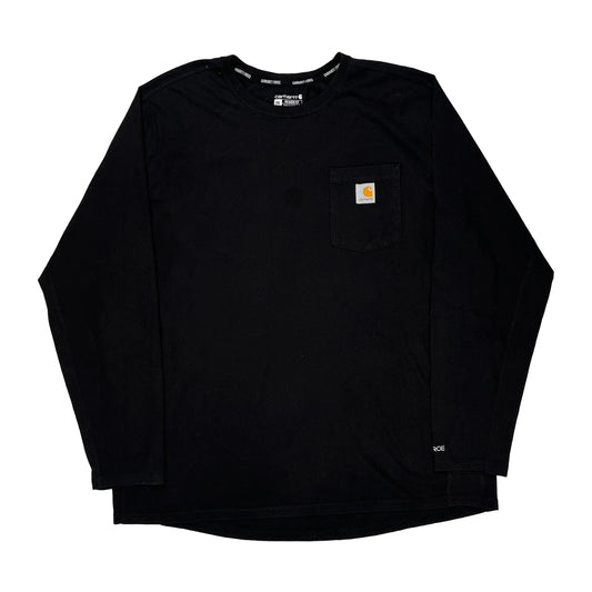 Carhartt Long Sleeve T-Shirt - 2XL Black Cotton Blend