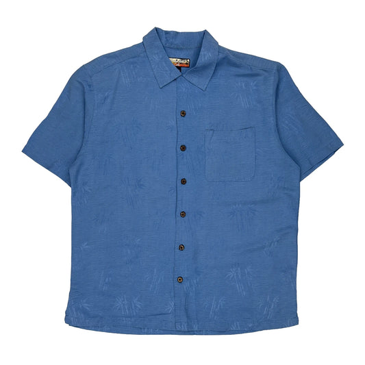 Havana Jack''S Cafe Hawaiian Shirt - Large Blue Silk