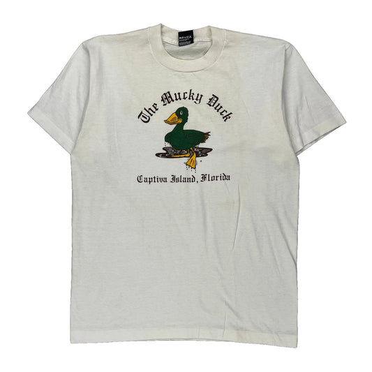 Screen Stars Graphic T-Shirt - Large White Cotton Blend