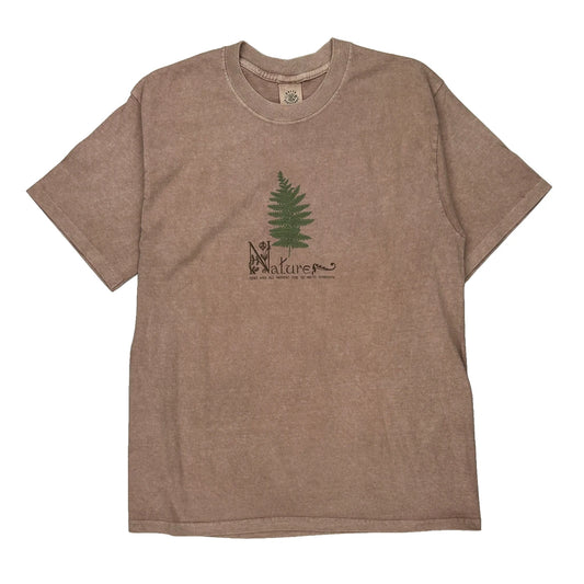 Earth Creations Single Stitch T-Shirt - Large Brown Cotton