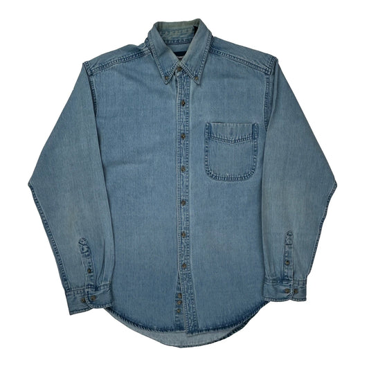 Wrangler Denim Shirt - Medium Light Wash Cotton Blend