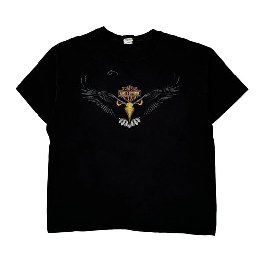 Eagle Design Harley Davidson Graphic T-Shirt - XL Black Cotton