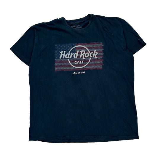 Las Vegas Hard Rock Cafe Graphic T-Shirt - 2XL Navy Cotton